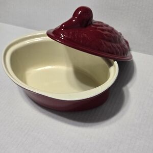 Red Duck Dutch Oven Baker Chasseur Terrine Cast Iron Dutch Oven Baker with lid